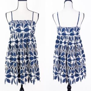 🦋LAST🦋 NWT Storia Navy and White Cutwork Lace Floral Mini Dress, Size Large🌼